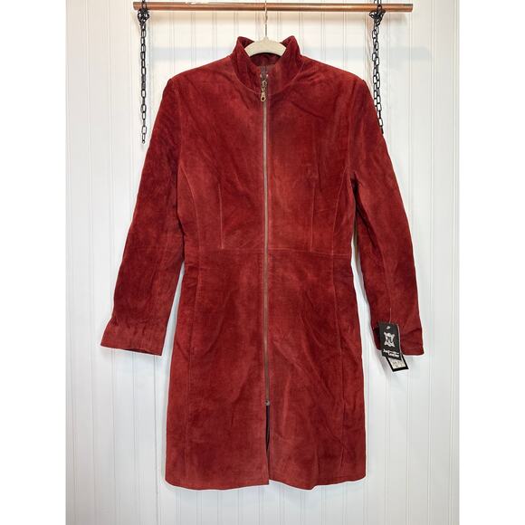 NWT Leathervilla Vintage Suede Burgundy Coat Outdoor VTG Gorpcore Womens Size S - Picture 1 of 8